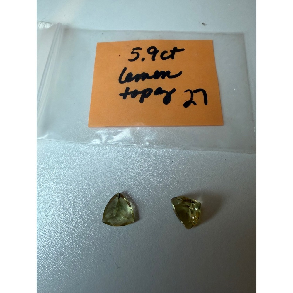 5.9ct Lemon Topaz Loose Gemstones Trillion Cut Faceted Yellow Pair Jewels
